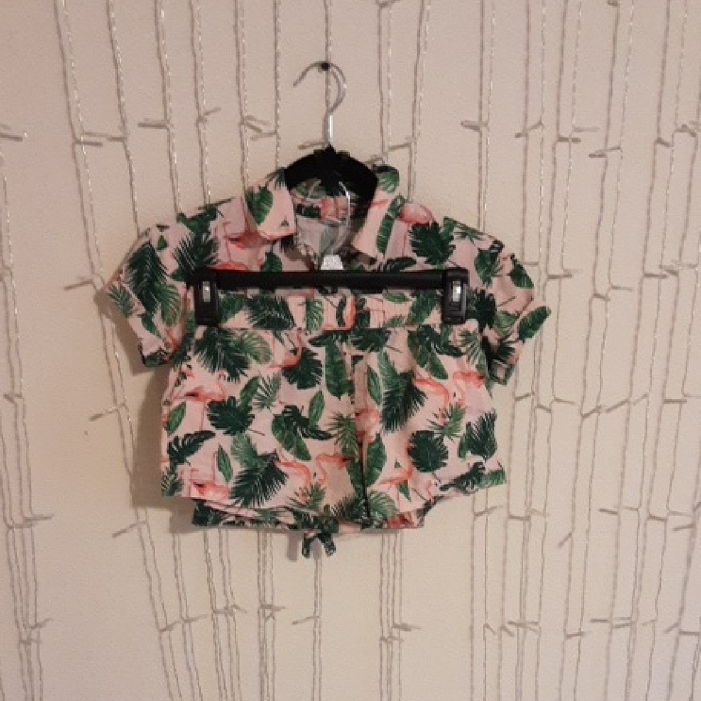Tropical Leaf Print Kids Matching Set